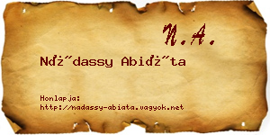 Nádassy Abiáta névjegykártya
